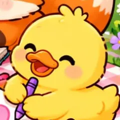 Chick, a yellow chick holding a crayon